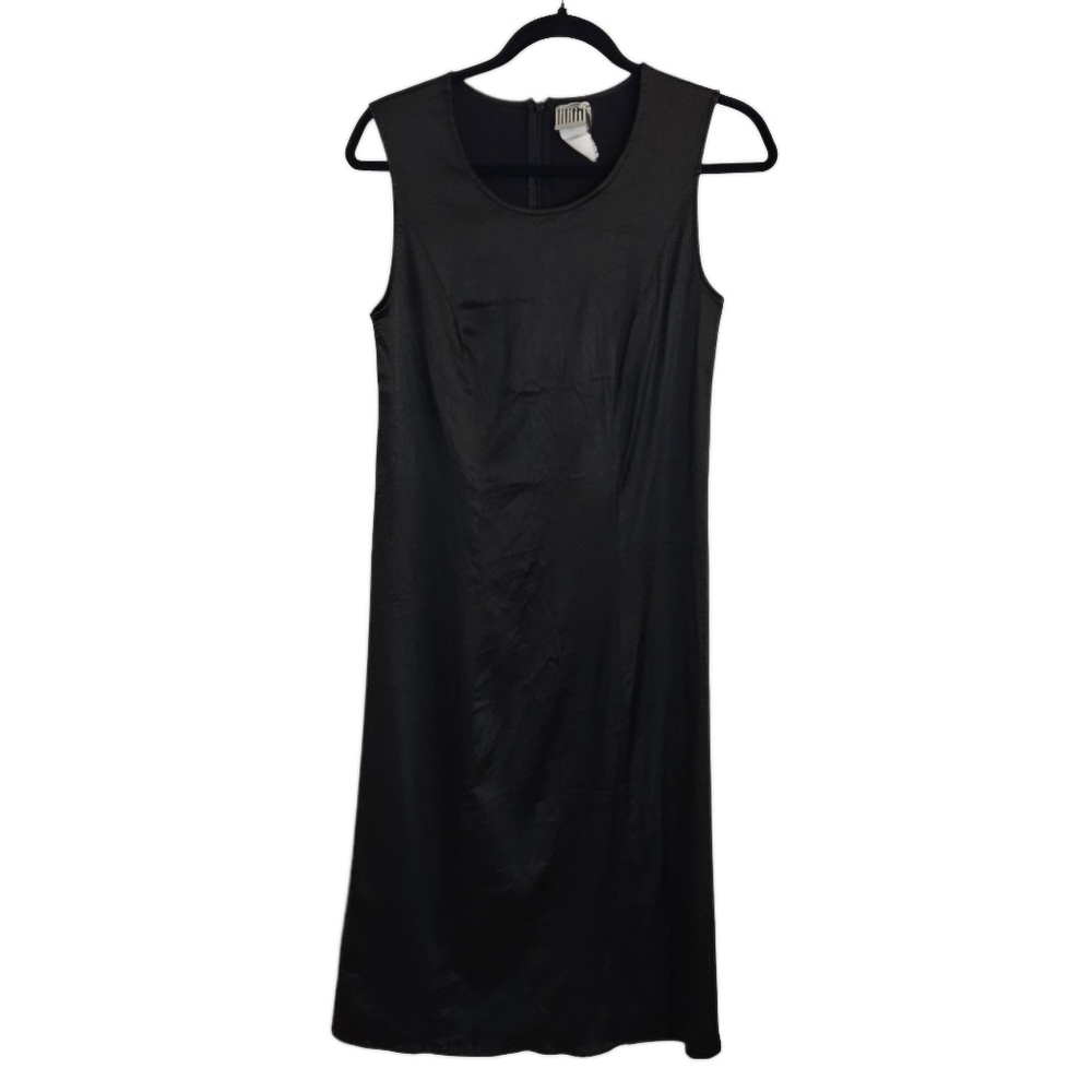 LILITH Paris Black Satin Tunic-style Sleeveless Zip-up Top sz Medium EUC